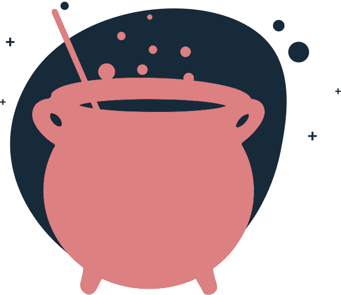 Olla de cocina ilustrada con ingredientes